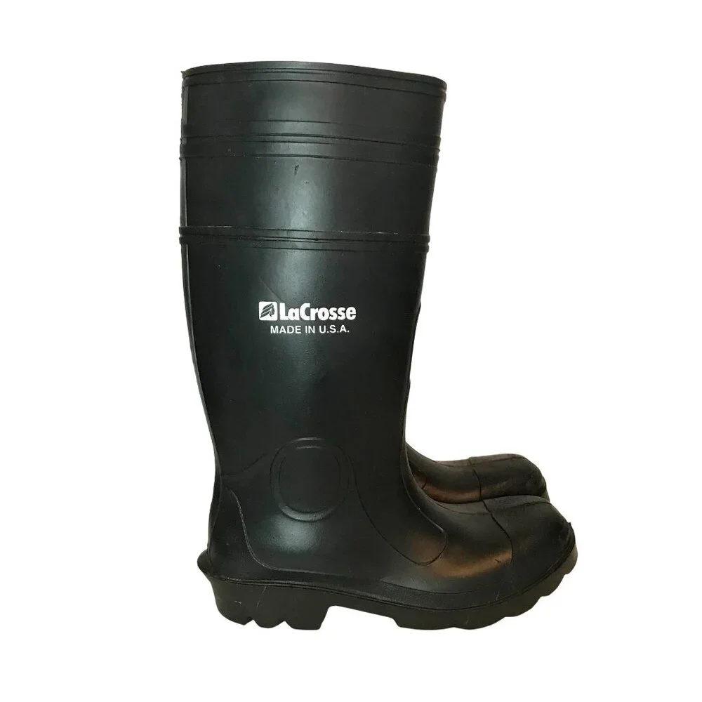 LaCrosse Mens 7 Tall Black Rubber Boots Insulated USA
